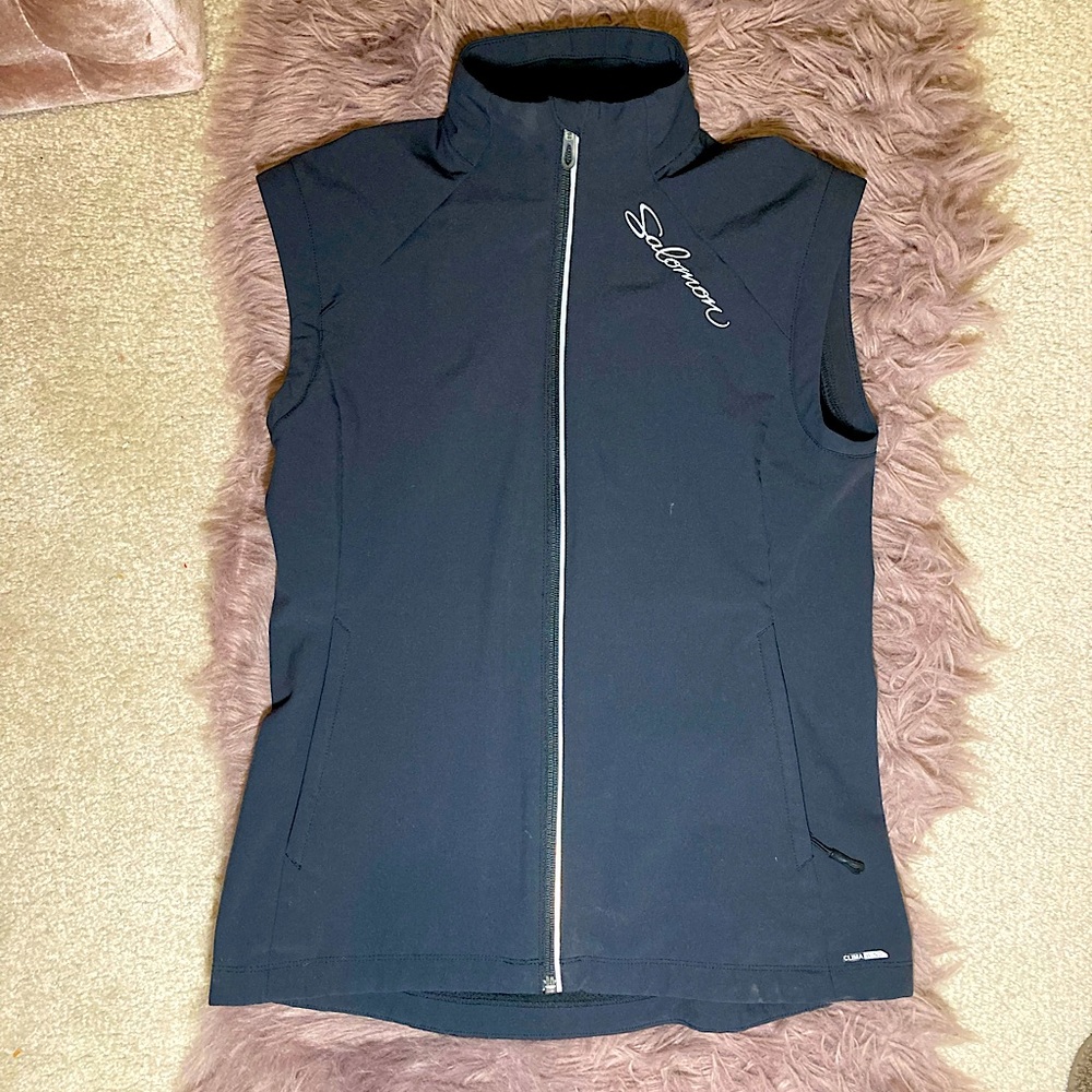 Salomon ClimaWind black vest full zip Medium for running skiing hiking